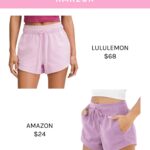 Comparing Lululemon Inner Glow Shorts with Amazon dupe.